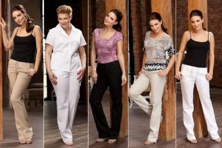 pantaloni pânză, cu ce să poarte femei și bărbați - model de tocuri violet