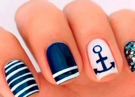 Manichiură într-un stil maritim, 65 din cele mai bune idei pentru manichiura