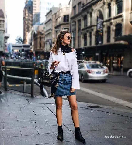 Moda trendy fusta din denim si ceea ce poarta (foto)