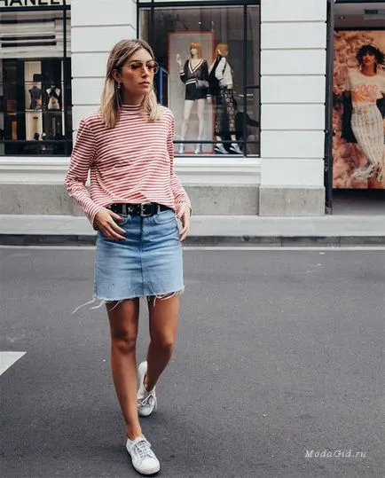 Moda trendy fusta din denim si ceea ce poarta (foto)