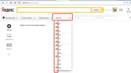Setarea motorului de căutare Yandex