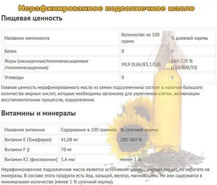ulei de floarea-soarelui nerafinat - avantaje și prejudicii