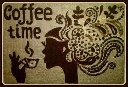 Panouri realizate din boabe de cafea cu mâinile lor fotografie, master-class, pictura, ceașcă de cafea, un grup de pisici