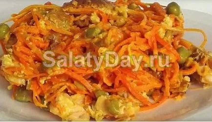 Salata coreeană cu morcovi si carne de pui - picant reteta aperitiv rece cu fotografii și video