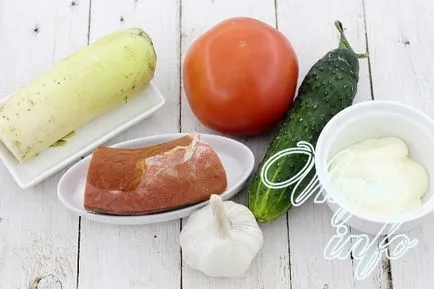 Salata cu cârnați afumat și castravete reteta cu fotografie (cârnați) Salata cu cârnați afumat și castravete reteta cu o fotografie