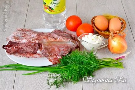 Salata cu calmari, roșii și ouă