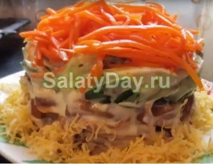 Salata coreeană cu morcovi si carne de pui - picant reteta aperitiv rece cu fotografii și video