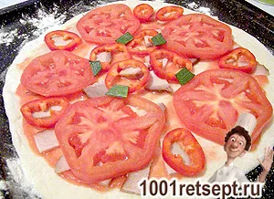 Pizza cu roșii și șuncă - un pas cu pas reteta fotografii