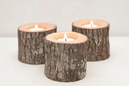 Candelabre cu mâinile lor în pahare, lemn, cutii de conserve, ipsos, sticle de plastic (pas cu pas