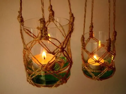 Candelabre cu mâinile lor în pahare, lemn, cutii de conserve, ipsos, sticle de plastic (pas cu pas
