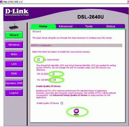 router Configurare îndrumată d-link 2640u