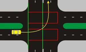Corectați un viraj la stânga, la o intersecție în care banda pentru a vira la stânga, ținând cont de regulile de drum (turn) Corectați un viraj la stânga, la o intersecție în care banda pentru a vira la stânga, ținând cont de regulile de drum