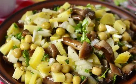 Salata cu rețete de cartofi și ciuperci pentru salate gustoase cu cartofi, ciuperci și alte ingrediente