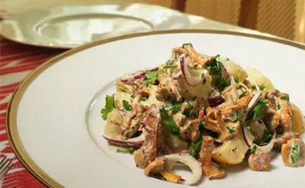 Salata cu rețete de cartofi și ciuperci pentru salate gustoase cu cartofi, ciuperci și alte ingrediente