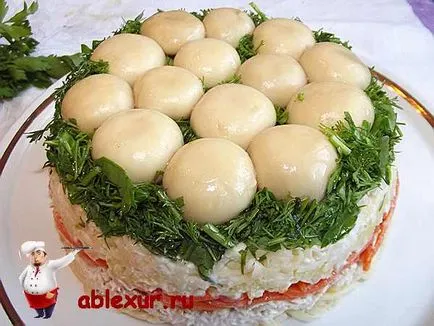 Salata - poiană ciuperci - reteta de pui cu fotografie (salata de ciuperci Glade) Salata - Glade ciuperci - reteta de pui cu o fotografie