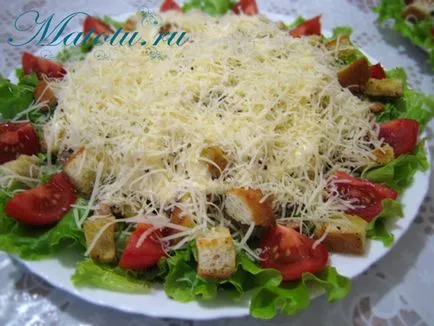salata Caesar cu pui și roșii - pas de gătit cu rețete pas cu fotografii (tomate) Salata Caesar cu pui și roșii - gătit rețete cu pas cu pas fotografii