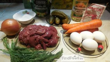 Salata cu ficat de pui si reteta castravete decapat cu fotografie (pui) Salata cu ficat de pui si reteta decapat castravete cu o fotografie