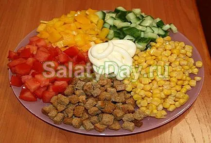 Salata cu crutoane - hrănitoare și benefice pentru reteta digestiv cu fotografii și video