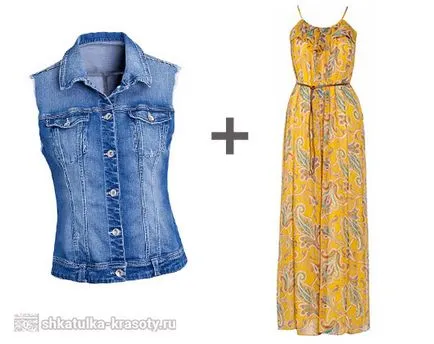 Din ceea ce sa poarte vesta denim - colecție de fotografii, Beauty Box (vesta din denim cu fotografie rochie) Din ceea ce sa poarte denim Vest - colecție de fotografii, Beauty Box