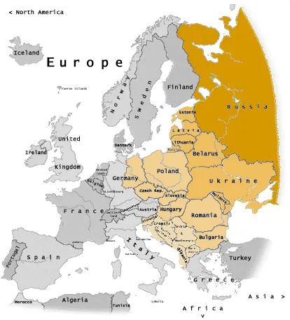 Țările din Europa de Est, lista țărilor din Europa de Est, harta pentru turistul (tara) Europa de Est, lista țărilor din Europa de Est, harta pentru turisti