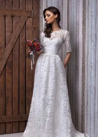 rochii de mireasa cu un top închis cu dantelă, decolteu închis, mâneci (sus) rochii de mireasa cu un top închis cu dantelă, decolteu închis, mâneci
