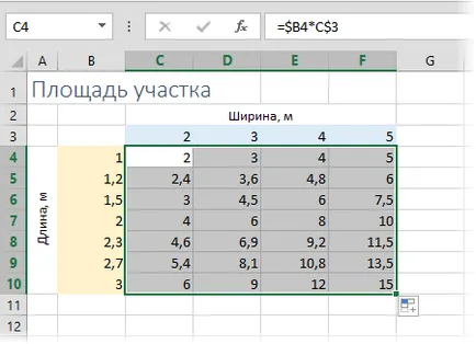 Tipuri de referințe de celule în formule Excel