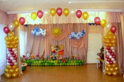 Decorarea sălii la bal în grădiniță, mâinile, foto (evacuare) Decorarea sălii la bal la grădiniță, cu propriile mâini lor, fotografii