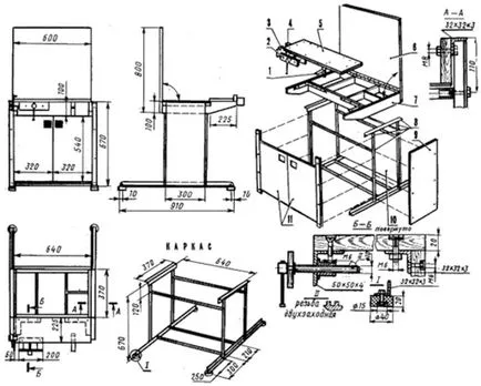 Workbench pentru garaj fotografie, desene, tipuri (metal, lemn), ceea ce face masa cu mâinile