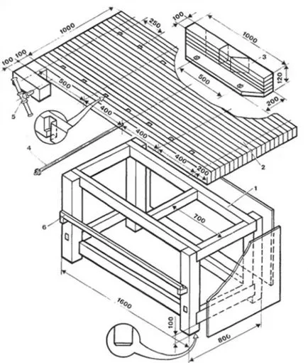 Workbench pentru garaj fotografie, desene, tipuri (metal, lemn), ceea ce face masa cu mâinile