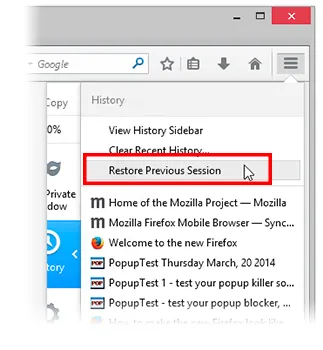 Restaurare sesiune anterioară - Configurare când firefox afișează filele cele mai recente (sesiune) Restaurare sesiune anterioară - Configurare când firefox afișează cele mai recente filele