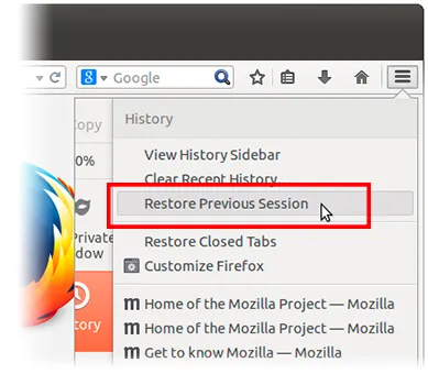 Restaurare sesiune anterioară - Configurare când firefox afișează cele mai recente filele (Firefox) Restaurare sesiune anterioară - Configurare când firefox afișează cele mai recente filele