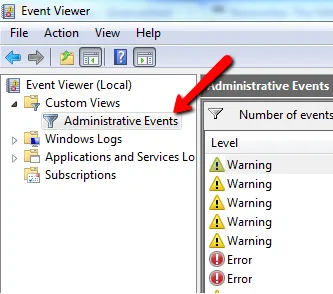 Windows 7, jurnalul de evenimente