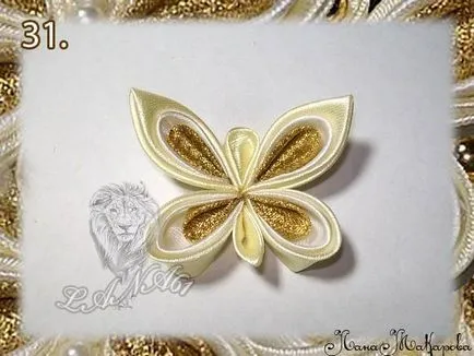 Fluture de panglici de satin kanzashi în arta (petale circulară triplă) Fluture de panglici de satin în kanzashi art