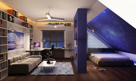 Dormitor în tapet mansardă, planificare, idei de design interior și decorațiuni