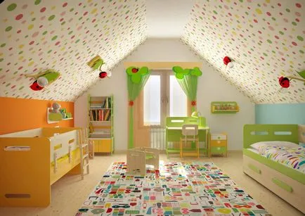 Dormitor în tapet mansardă, planificare, idei de design interior și decorațiuni