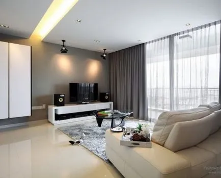 Designul modern de ferestre în camera de zi, o cameră cu două sau trei ferestre mari și mici (proiectare) Designul modern de ferestre în camera de zi, o cameră cu două sau trei ferestre mari și mici