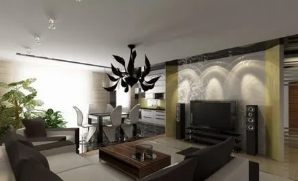design și living-sufragerie interior camera - combinația de zonare, mobilier