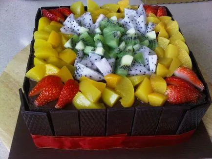 Cum de a decora un tort de fructe simpatishnenko și simplu (fructe) Cum de a decora un tort și simpatishnenko fructe prostenko