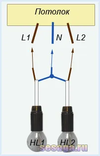 Scheme de conexiuni lustre cu 2, 3, 5 lămpi (concluzii lămpi maro) Scheme de conexiuni lustre cu 2, 3, 5 lămpi