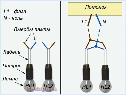 Scheme de conexiuni lustre cu 2, 3, 5 lămpi (rețete acasă) Scheme de conexiuni lustre cu 2, 3, 5 lămpi