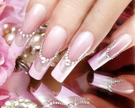 shellac manichiura de nunta pe scurt de design unghii fotografie cu strasuri (foto) shellac manichiura de nunta pe unghiile scurte, cu pietre de design fotografie