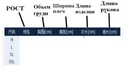 Chineză dimensiunea îmbrăcăminte dimensiunea haine de masă din China