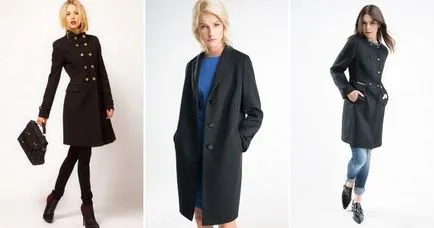 La modă strat negru de sex feminin - lung și scurt, clasic și oversayz, cu glugă și fără