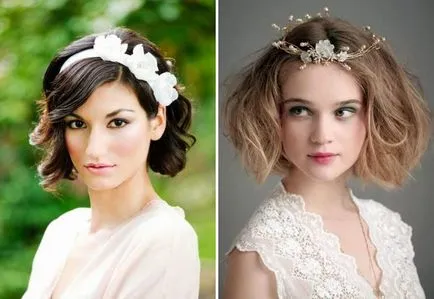 Moda nunta coafura cu flori - lung, mediu si parul scurt, cu un voal și fără (flori) Moda coafura nunta cu flori - lung, mediu si parul scurt, cu un voal și fără