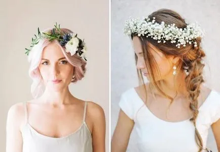 Moda coafura nunta cu flori - lung, mediu si parul scurt, cu un voal și fără (nunta) Moda coafura nunta cu flori - lung, mediu si parul scurt, cu un voal și fără