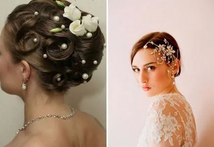 Moda nunta coafura cu flori - lung, mediu si parul scurt, cu un voal și fără (flori) Moda coafura nunta cu flori - lung, mediu si parul scurt, cu un voal și fără