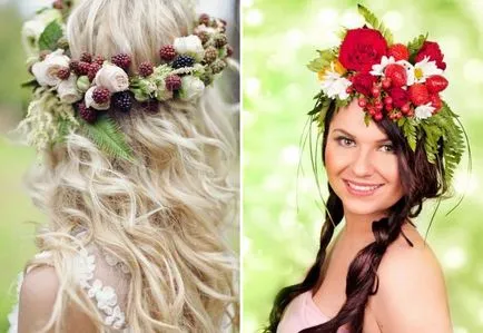 Moda coafura nunta cu flori - lung, mediu si parul scurt, cu un voal și fără (nunta) Moda coafura nunta cu flori - lung, mediu si parul scurt, cu un voal și fără