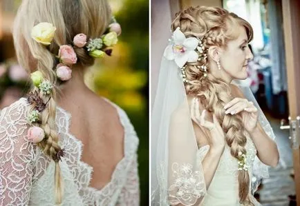 Moda nunta coafura cu flori - lung, mediu si parul scurt, cu un voal și fără (flori) Moda coafura nunta cu flori - lung, mediu si parul scurt, cu un voal și fără