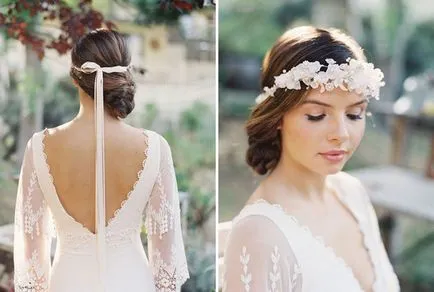 Imaginea unei mirese cu o coroană de flori (coroană de flori) Imaginea unei mirese cu coroană de flori