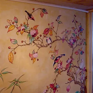 Tehnica de pictura pereții din interior cu propriile lor mâini și fotografie ca vopsea de perete